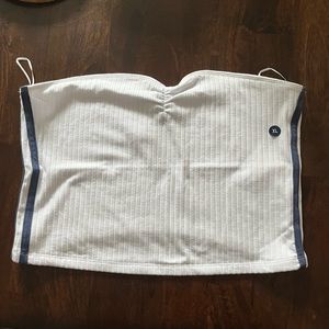 NWT Abercrombie White/Navy Stripe Cropped Tube Top (XL)